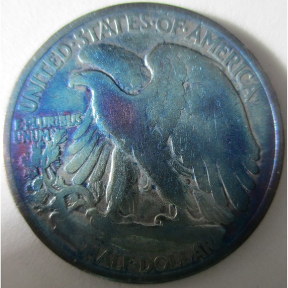 1936 Walking Liberty Half Dollar 90% Silver 50c COLORED Rainbow Toning US Coin - Picture 6 of 6